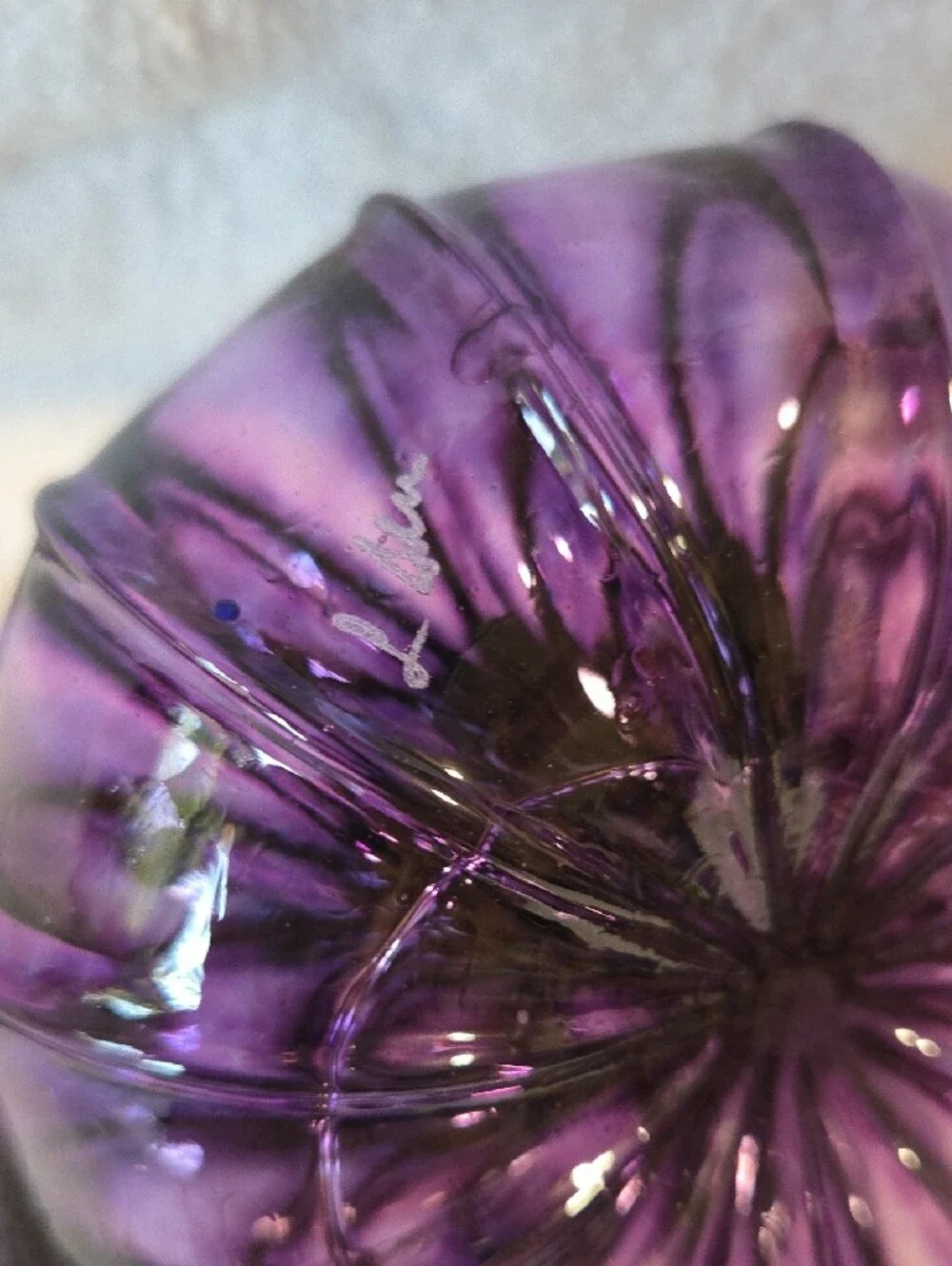 Handblown Purple Glass Pumpkin by